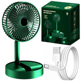 Foldable Table Fan with Adjustable Height & Phone Holder - Rechargeable Desktop Fan