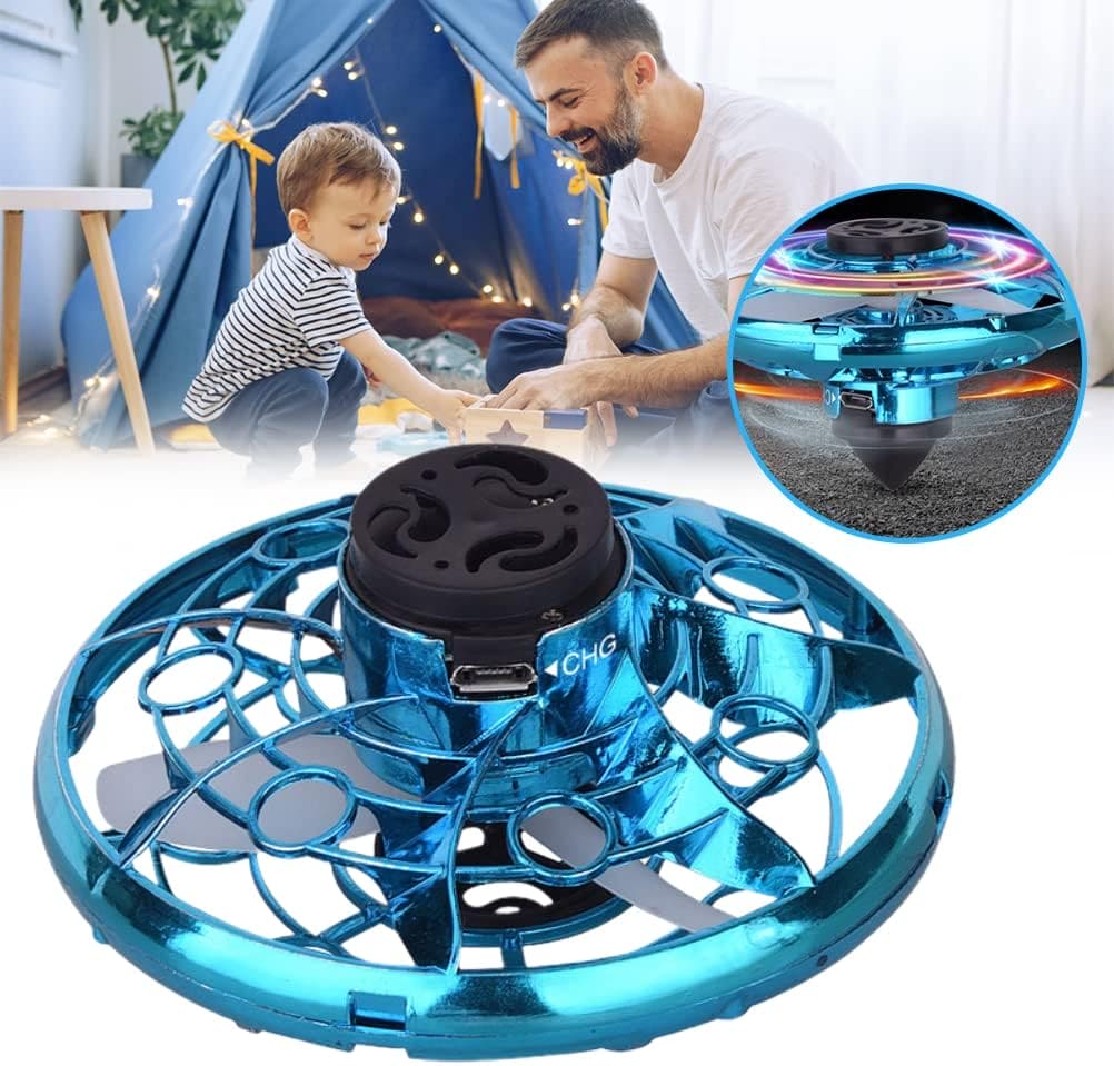 Fly Spinning Top, Flying Orbit Ball, Mini Flying UFO Toys with Spinning LED Lights, Hover Boomerang UFO Flying Hand Toy, LED 360° Mini Drone, Hand Operated Flying Spinner, Fingertip Gyro Decompression Flying Toy for Kids Adults