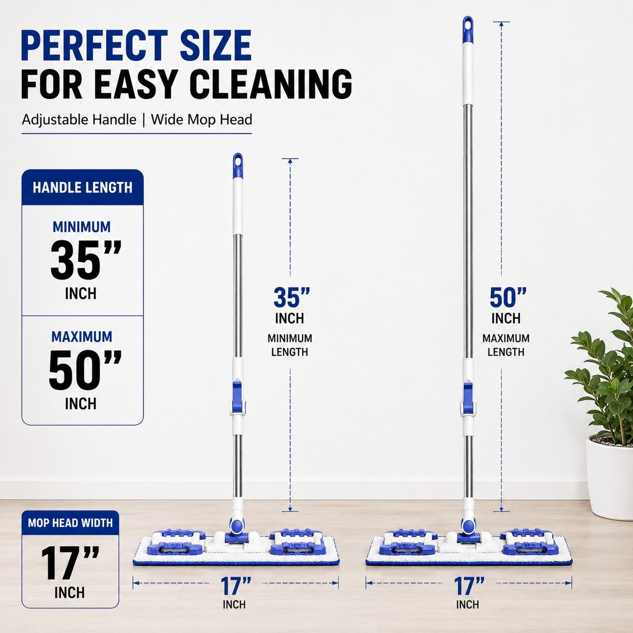 Super Absorbent Flat Microfiber Mop with Detachable Washable Pad