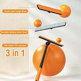 3 In 1 Multifunctional Wiper Brush, Glass Wiper Cleaning Scrubber With Duster, Adjustable Handle Window Cleaner Wiper, Net Screen Cleaning Brush, Household Bathroom Kitchen Glass Scraper Cleaner, Rotatable Silicone Squeegee