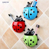 Ladybug Toothbrush & Toothpaste Holder, Wall-Mounted Toothbrush Storage, Wall Sucker Bathroom Holder