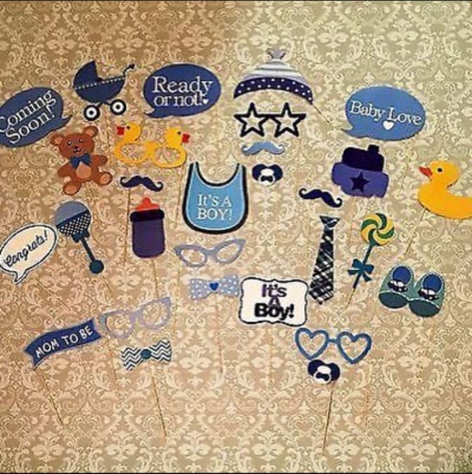 22 Pcs Photo Booth Props Boy Little Duck, Baby Shower Photo Booth props, Baby Shower Decorations