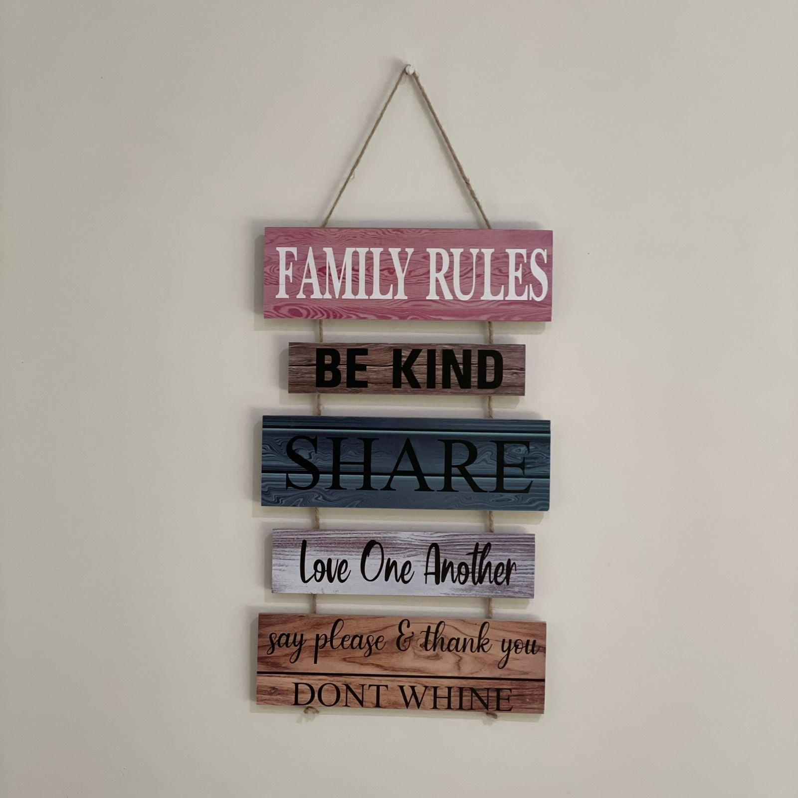 Family Rules Wall Hanging | Wall Décor | Home Décor