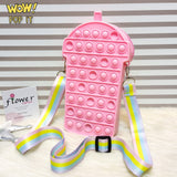 New 3D Silicone Ice Cream Shaped Pop It Bags, Pop It Adults Decompression Bag, New Mini Fingertip Toy Bag, Sensory Silicone Pop Fidget Bags For Kids, Push Bubble Popet Bag