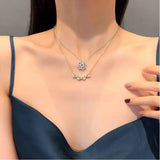 Golden Four Leaf Magnetic Folding Heart Clover Necklace, Dainty Heart Necklace for Women, Zirconia Four Leaf Clover Pendant