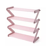 Expandable Z-shaped Shoe Rack, Shoe Shelf Storage Organizer, Simple Assembled Stainless Steel Storage Shelf for Shoes Book, Z Shape Shoe Stand Rack
