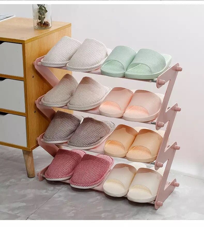 Expandable Z-shaped Shoe Rack, Shoe Shelf Storage Organizer, Simple Assembled Stainless Steel Storage Shelf for Shoes Book, Z Shape Shoe Stand Rack
