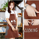 Women Wipeable Kitchen Apron, Enlarged Pocket Waterproof Oil-Proof Coffee Pinafore, Cooking Baking  Adult Bib, Kitchen Bib Aprons For Women & Men