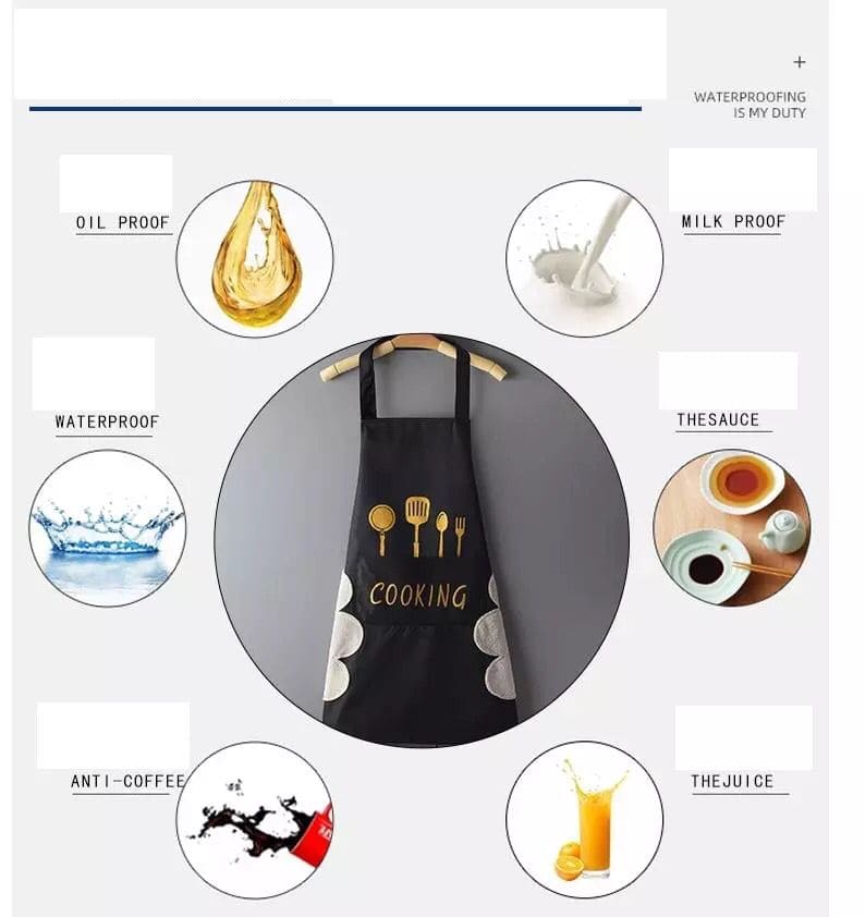 Women Wipeable Kitchen Apron, Enlarged Pocket Waterproof Oil-Proof Coffee Pinafore, Cooking Baking  Adult Bib, Kitchen Bib Aprons For Women & Men