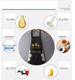 Women Wipeable Kitchen Apron, Enlarged Pocket Waterproof Oil-Proof Coffee Pinafore, Cooking Baking  Adult Bib, Kitchen Bib Aprons For Women & Men