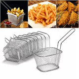 Stainless Steel Square French Fries Frying Basket, French Fries Colander Strainer, Stainless Steel Square Fried Food Filter, Mini Mesh Metal Square Colander Deep Frying Basket, Snack Strainer Cooking Tool