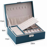 Double Layer Leather Jewellery Box, Earrings And Rings Storage Organizer, Portable Jewellery Box For Necklaces, Travel Jewelry Box Organizer with Lock, Travel Jewelry Leather Display Storage Case