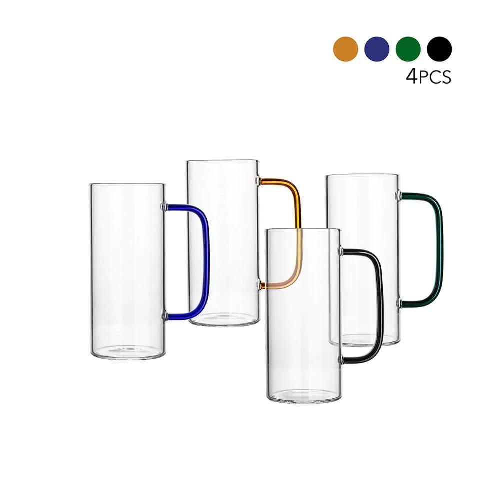 Coloured Handle Clear Water/Juice Glass Set