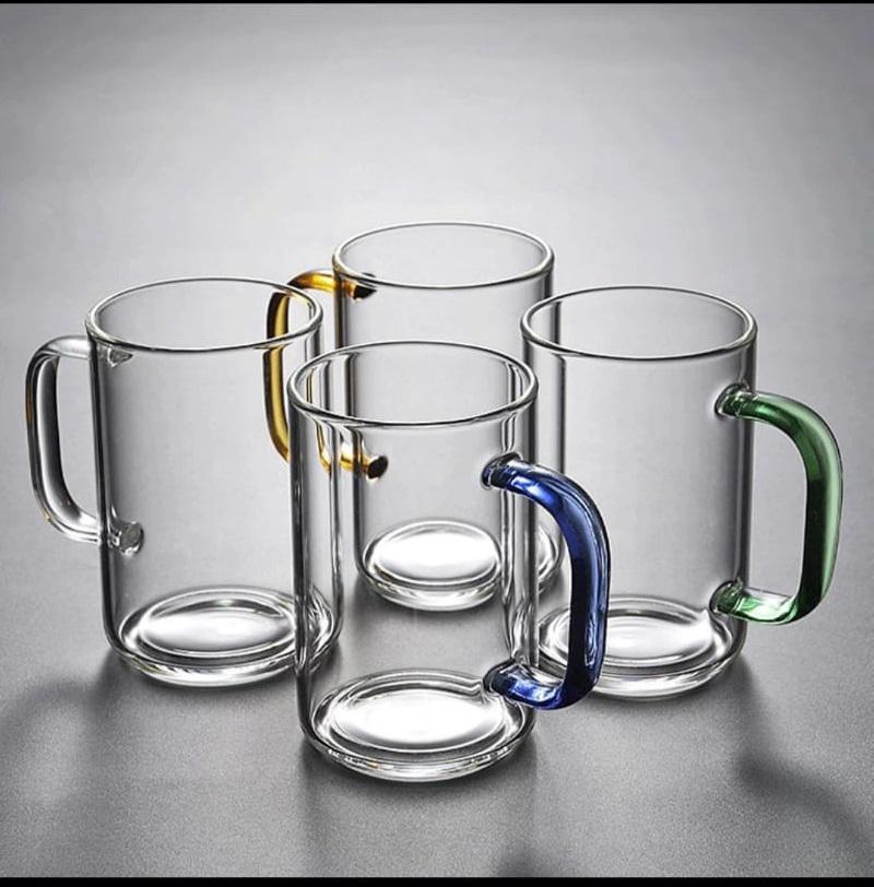 Coloured Handle Clear Water/Juice Glass Set