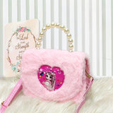 Fur Stuff Cross Body Bag, Princess Shoulder Bag, Girls Fashion Backpack Shopping Handbag