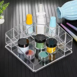 Transparent Triangle Lipstick Case, 8 Grid Acrylic Storage Box, Cosmetic Display Stand, Crystal-like Cosmetic Jewelry Storage Box, Transparent Makeup Storage Box, Eye Shadow Display Stand Holder, Bathroom Skincare Organizer, Desk Cosmetic Shelf