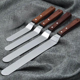Stainless Steel Cake Icing Spatula, Professional Stainless Steel Cake Icing Spatula, Butter Cream Icing Frosting Knife, Steel Palette Knife Scraper With Wooden Handle, Offset Frosting Angled Icing Spatula, Kitchen Cake Decoration Tools