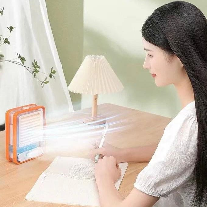Portable Desktop Air Conditioner, USB Mini Air Cooler Fan, Water Cooling Fan, 500 ml Water Tank USB Personal Cooler, Quiet Mini Desktop Cooling Fan for Indoor Outdoor, Personal Humidifying Air Fan, Air Cooler Desk Fan for Office Kitchen Home
