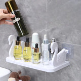 Swan Floating Shelf, Kitchen And Bathroom Storage Shelf, Multifunctional Storage Rack, Household Kitchen Bathroom Organizer Shelf, Wall Hanging Seasoning Storage Shelf, Wall Mounted Storage Organizer, Multipurpose Floating Shelf
