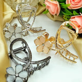 Fancy Flower Metal Catcher, Hair Styling Claws for Women, Metallic Hair Clutch Clamp