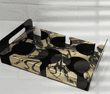 6 Slot Glass Holder Tray, Acrylic Glass Serving Tray, 6 Slot Tray with Cutout Handles, Cup Display for Kitchenware