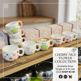 Hand-Painted Flower Ceramic Mug | Cute Coffee Cup Set