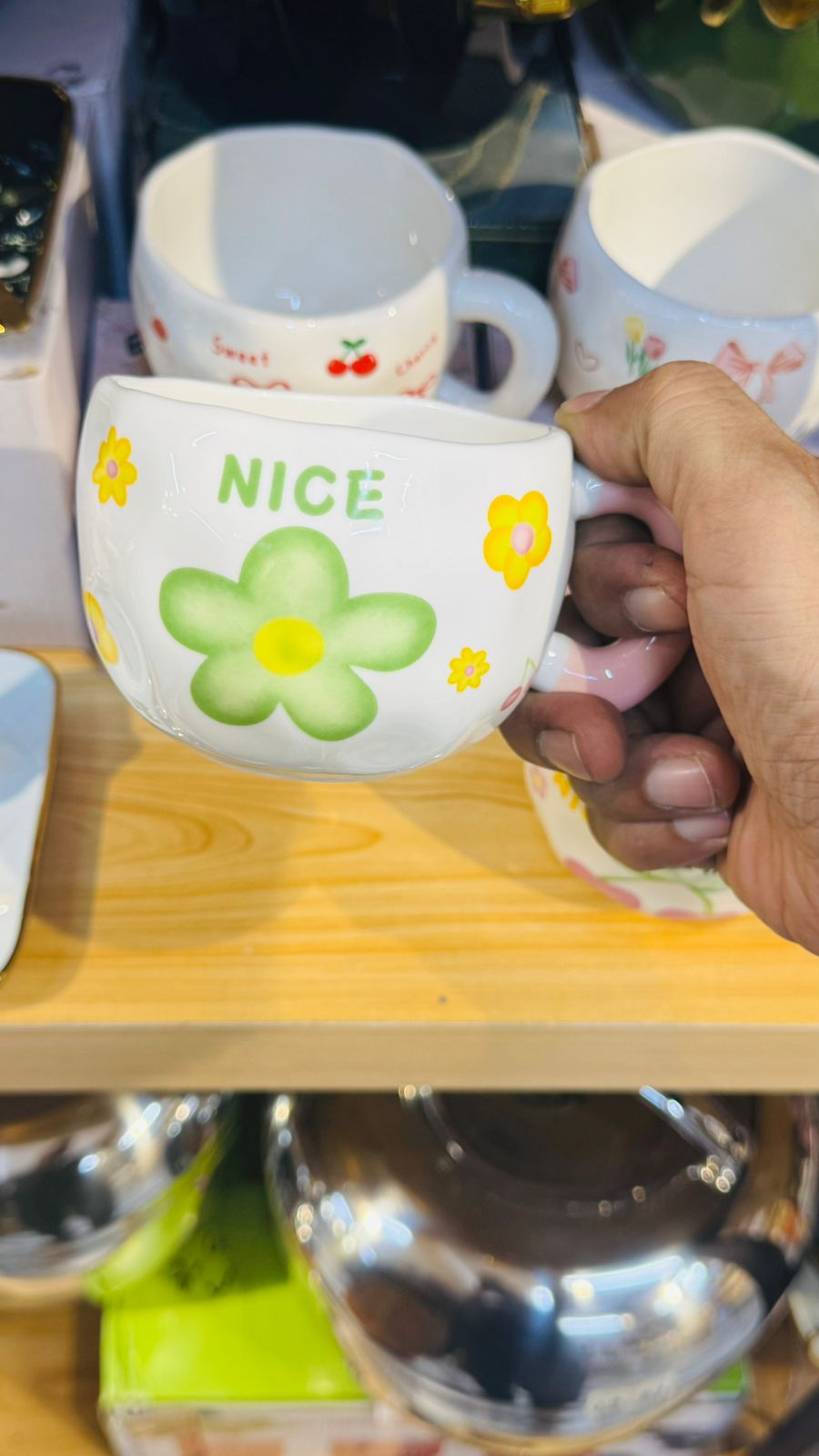 Hand-Painted Flower Ceramic Mug | Cute Coffee Cup Set