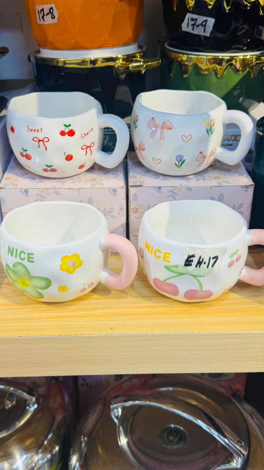 Hand-Painted Flower Ceramic Mug | Cute Coffee Cup Set