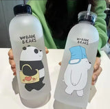 Cute Bear Bottle – Frosted Water Bottle with Straw & Direct Drink Lid – 1000ML