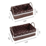 Wicker Storage Basket with Handles | Cloth Covered Braided | Set of 2