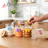 Glassium Bamboo Lid Bow Glass Straw Cup - 500Ml