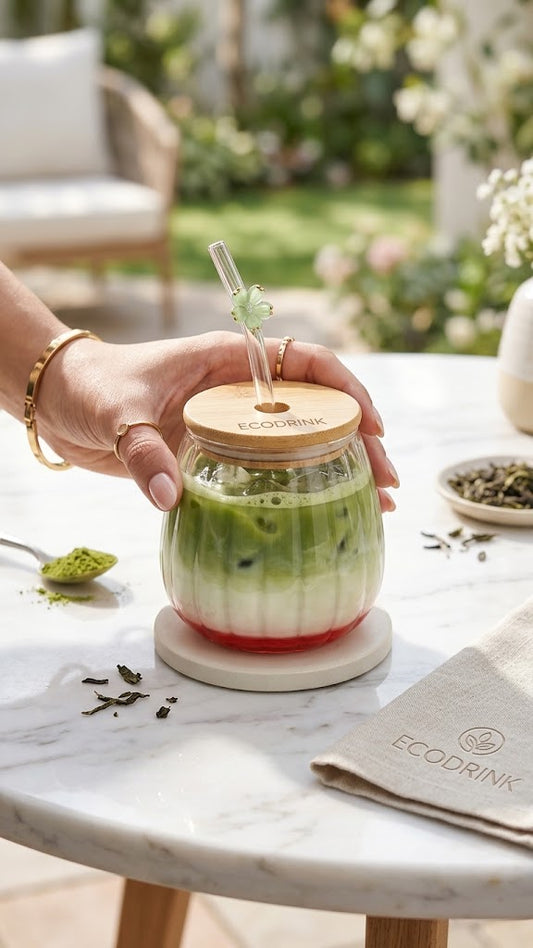 Pumpkin-Shaped Glass Tumbler with Bamboo Lid & Flower Straw | 400ml Aesthetic Drinkware