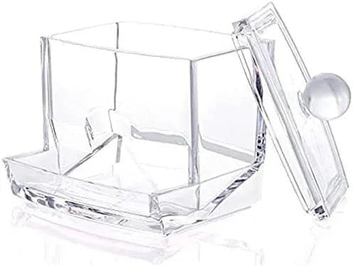 Acrylic Cotton Swabs Storage Holder Box – Transparent Makeup Organizer with Lid