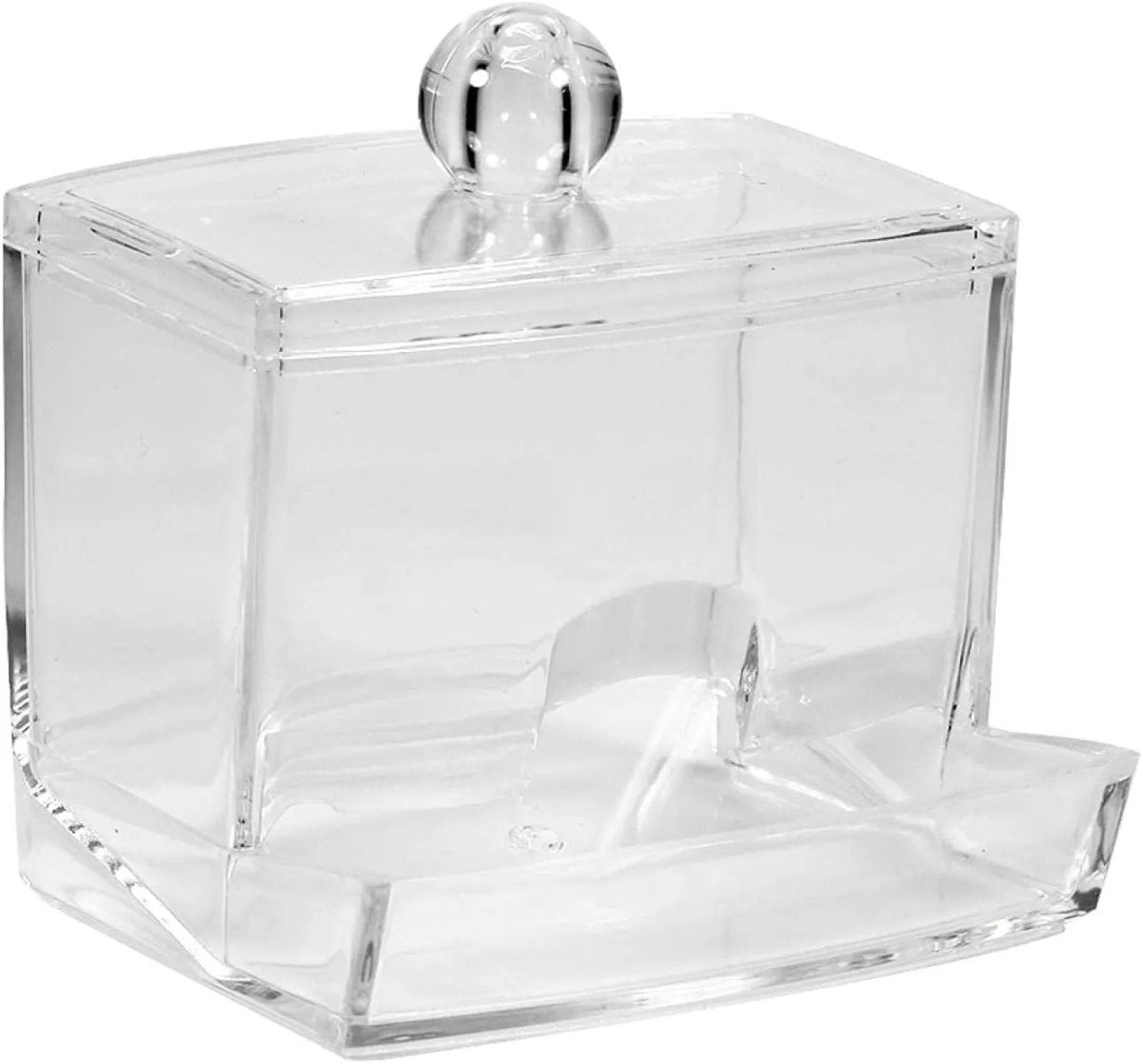 Acrylic Cotton Swabs Storage Holder Box – Transparent Makeup Organizer with Lid