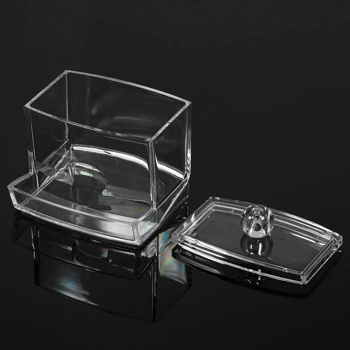 Acrylic Cotton Swabs Storage Holder Box – Transparent Makeup Organizer with Lid