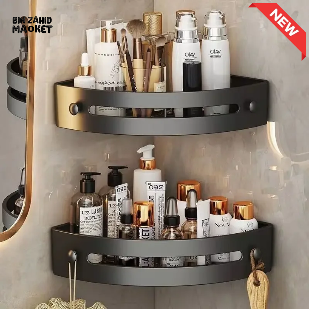 ADHESIVE BATHROOM SHAMPOO HOLDER SHOWER CADDY TOWEL STORAGE SHELVES