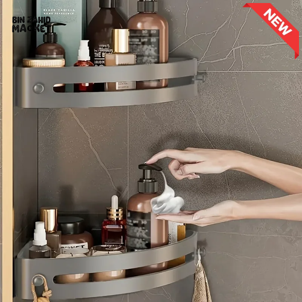 ADHESIVE BATHROOM SHAMPOO HOLDER SHOWER CADDY TOWEL STORAGE SHELVES