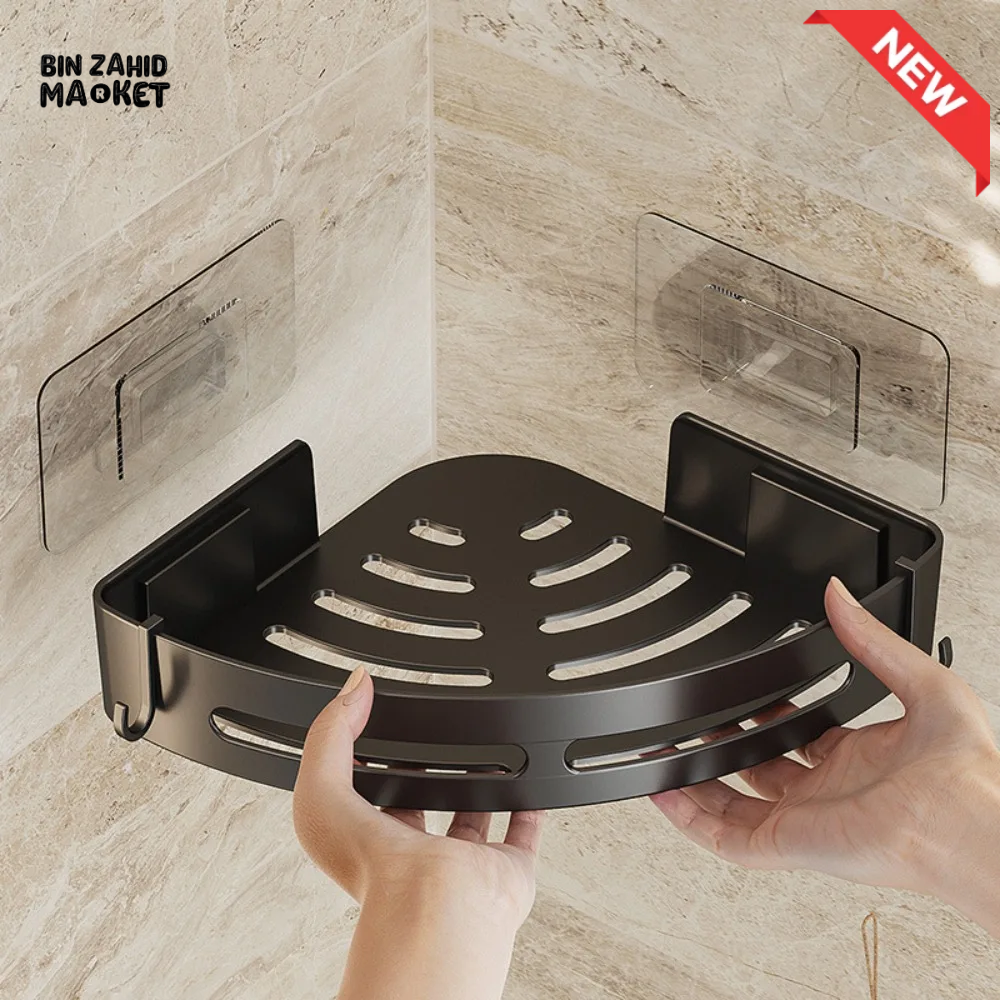 ADHESIVE BATHROOM SHAMPOO HOLDER SHOWER CADDY TOWEL STORAGE SHELVES