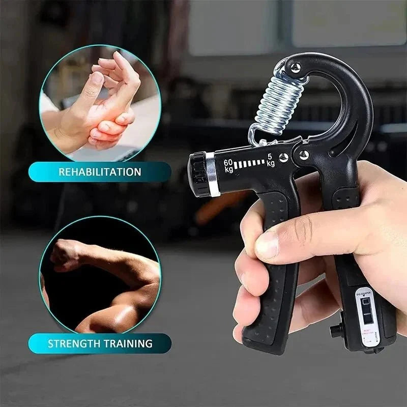 Adjustable Hand Grip Strengthener with Digital Counter – 10–60kg Hand Gripper for Forearm, Wrist & Finger Exercise