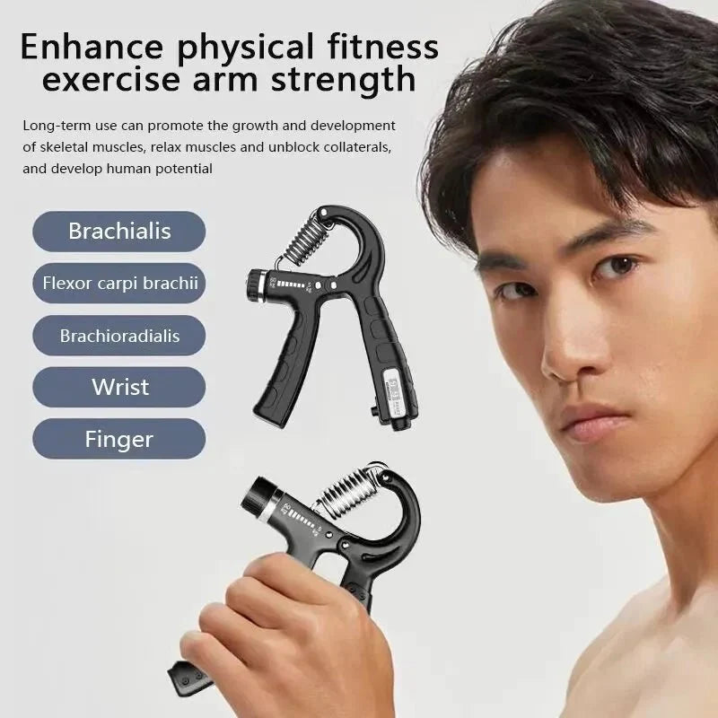 Adjustable Hand Grip Strengthener with Digital Counter – 10–60kg Hand Gripper for Forearm, Wrist & Finger Exercise