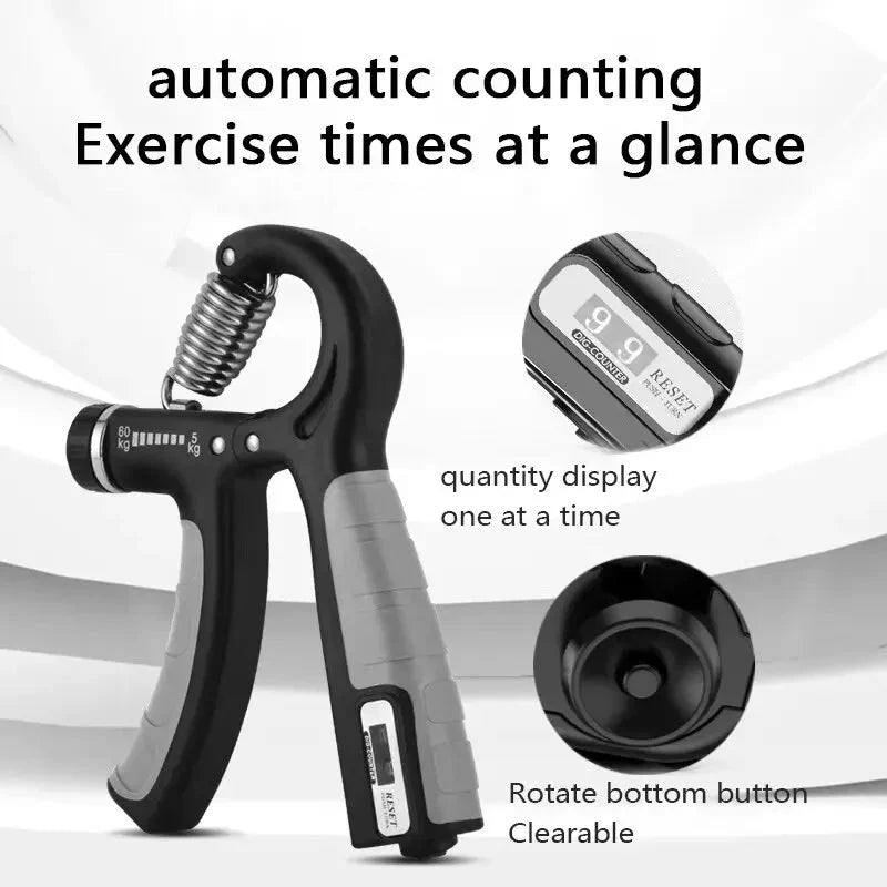 Adjustable Hand Grip Strengthener with Digital Counter – 10–60kg Hand Gripper for Forearm, Wrist & Finger Exercise