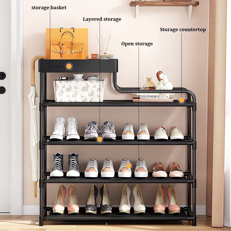 Adjustable Shoe Rack Organizer with Storage Shelf – Space-Saving Shoe Storage