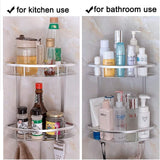 Aluminium Wall Mounted 2 Layer Corner Rack – Bathroom & Kitchen Storage Organizer