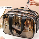 Dual Pouch Dream Travel Bag, Transparent Makeup Bag Organizer, Dry Wet Separation Cosmetic Case, Large Capacity Cosmetic Bag, Beauty Case Travel Makeup Wash Bag, Women Zipper Portable Makeup Bags