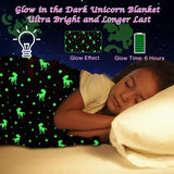 Glow In The Dark Blanket, Luminous Glowing Blanket For Kids, Super Soft Cozy Warm Rainbow Blanket, Unicorns Flannel Throw Blanket, Sleepiwsh Unicorn Kids Glow Throw, Rainbow Blanket Birthday for Toddler Kids, Cozy Soft Fluffy Fleece Nap Sleep Blankets