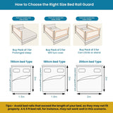 Children Bed Barrier, Baby Bed Safety Guard, Fence Guardrail Security, Foldable Baby Bed Fencing Gate, Crib Adjustable Safety Kids Rails, Safety Protection Guard Beige for Toddler, Up & Down Falling Protector Bed Rails for Kids