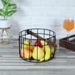 Wooden Handle Iron Basket, Metal Fruit Bowl, Portable Storage Basket, Wrought Iron Modern Sundries Basket, Multipurpose Metal Wire Storage Basket, Home Supplies Picnic Basket