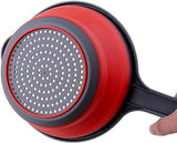 Foldable Colander Basket, Folding Vegetable Fruit Washing Basket Drain Strainer, Extendable Kitchen Colander Strainer With Handle, Round Kitchen Strainer for Draining, Over The Sink Vegetable/Fruit Flexible Strainer,  Folding Heat Resistant Colander