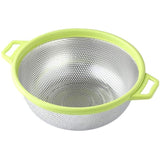 Generic Plastic Handle Steel Colander, Stainless steel Drain Pan Basket, Multipurpose Vegetable Washing Basket, Stainless Steel Rice Washing Sieve with Plastic Handle, Vegetable Fruit Clean Storage Basket