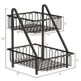 Multifunctional Countertop Basket, 2-Tier Countertop Fruit Basket Bowl, Vegetable Bread Storage Basket for Kitchen, Dining Table, Kitchen Pantry Organizers Shelf